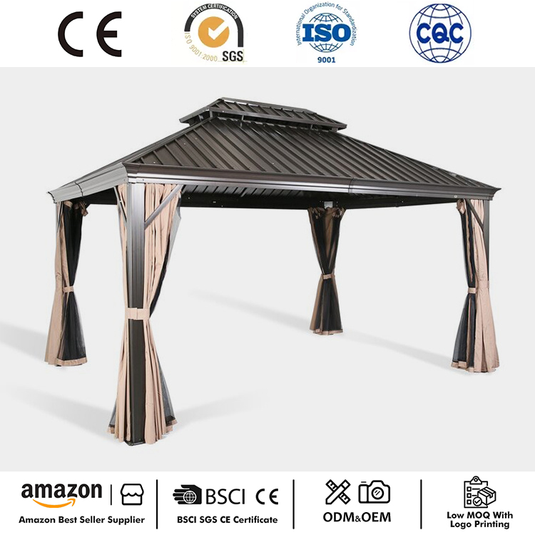 Gazebo s trdo streho z aluminijastim okvirjem 12 x 10
