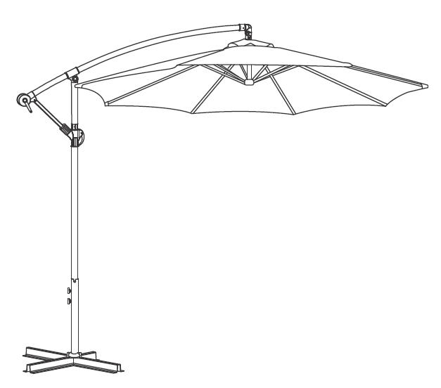 KAKO DO 10' OFFSET UMBRELLA uporabite svoj offset dežnik